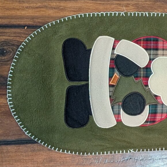 Olive Green Table Runner Santa Claus with Snowflakes, 13"W x 70"L - Picture 2 of 9